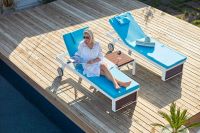 Alezia Aluminum Chaise Lounge - Blue - Outdoor