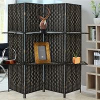 4Panel  Wicker Room Divider With Display