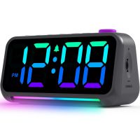 Alarm Clock for Bedroom, RGB Colorful Digital Clock, with Night Light, USB Charger Port, Extra Loud, 6.4 Inch Small Desk Clocks for Kids Boys Girls Teens Room Bedside DÃ©cor-TX5