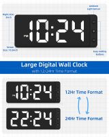 Wall Clock - LED Digital Wall Clock with Large Display, Big Digits, Auto-Dimming, Anti-Reflective Surface, 12/24Hr Format, Small Silent Wall Clock for Living Room, Bedroom, Farmhouse, Kitchen, Office-F0789White