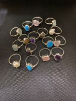 925 Silver Ring studded with multicoloured natural Rouugh gemstones Garnet . Amethyst . Citrine