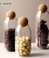 Glass Jar Canister With Cork Ball