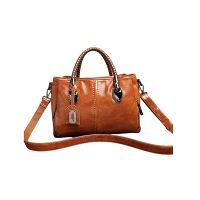 Multi Pockets Leather Handbag Large Capacity Work Tote High Quality Retro Crossybody Shoulder Bag Long Strap Messenger Bag With Rope Braided Handle