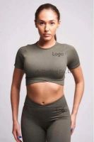 Ladies seamless sportswear gym wear yoga wear fitness wear active sport short sleeve top