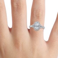 Oval Diamond Split Shank Halo Engagement