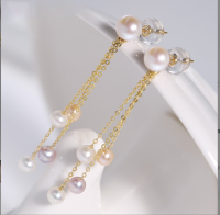 18K Gold Natural Freshwater Pearl Earrings