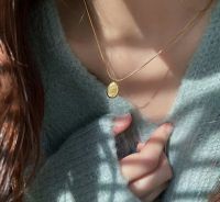 Titanium Steel Letter Gold Beanie Necklace
