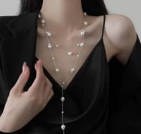 Rregular Long Pearl Necklace French Light