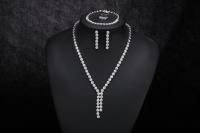 Rhinestone Jewelry Set Shinning V Neck