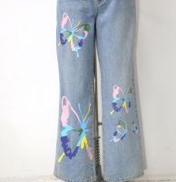 Women Trendy Print Straight Leg Jeans