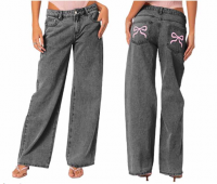 Women Trendy Print Straight Leg Jeans