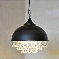 Industrial Vintage Crystal Pendant Light Black