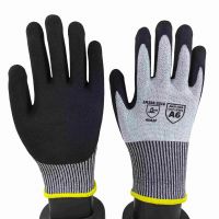 A6 Cut Level HPPE Nitrile Sandy Gloves 13G EN388 F-rated Anti-Slip Industrial Safety Hand Protection