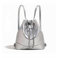 Convertible Silver Chain Backpack & Shoulder Bag ÃÂ¢Ã¯Â¿Â½Ã¯Â¿Â½ Biobased Leather & Recycled Lining