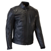 Premium Motorcycle Leather Jacket, Black, Quilted