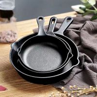 Factory direct sales pre-flavored non-stick Skillet Pan 10/14/16/20/26cm black Mini Round Cast Iron Frying Pan