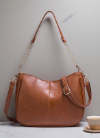 Classic Style Brown PU Shoulder &amp; Crossbody Bag