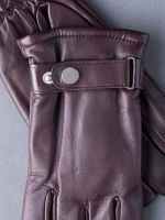 Classic Brown Leather Winter Gloves