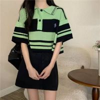 Polo Collar Knitwear T-shirt Women