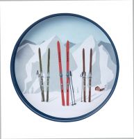 Ski Mountain Winter Sports Serving art tray for party restaurant hotel home