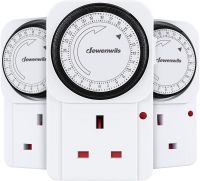 DEWENWILS Timer Plug Socket UK, 24 Hour Programmable Energy Saving Light Timer for Home Security, Lamp, Router Christmas Light, Coffee Machine, Home Appliances, CE Listed (3 Pack)