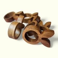  Acacia Wood Bunny Ear Napkin Rings