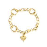 Chunky Jewelry Plain Silver Heart Bracelet