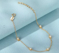 Gold Plated Delicate CZ Station Chain