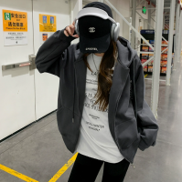 Women Early Autumn Gray Hoodie Cardigan
