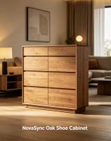  NovaSync Solid Oak Shoe Cabinet With