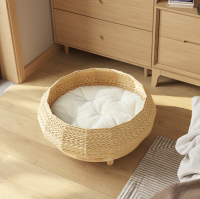 Elevated Wicker Cat Bed With Soft