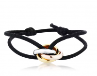 Tri-Color Interlocking Ring Black Cord