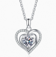 S925 Silver Ocean Heart Necklace, Minimalist