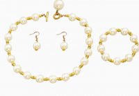 Pearl Shell Jewelry Set - Necklace, Earrings