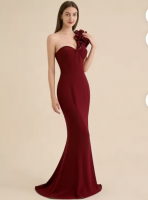 Strapless Floral Applique Mermaid Evening Gown