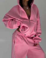   Pink Contrast Stripe Tracksuit 2 Piece
