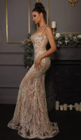 Spaghetti Strap Rhinestone Lace Mermaid Evening