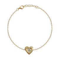 Dainty Bezel Heart Moissanite Bracelet 18k