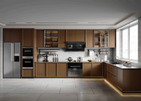 Modern Minimalist Solid Wood Kitchen Cabinet with Spacious Drawers and Storage Racks, Customizable Sizes, Moisture-Proof and Waterproof Material.