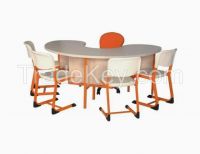 3-Seats Folding Student Desk With