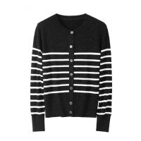 2026 Lady&#039;s Woollen Sweater Commute Stripes Cardigan