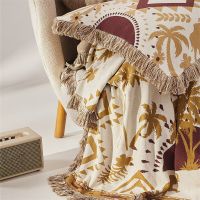 100% Cotton Throw Blanket With Tassel
