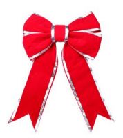 structual 3D red velvet Christmas bow with silver trim