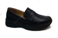 Black Wide Geniune Leather Diabetic Comfortable