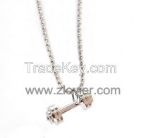 Metal Alloy Crossfit Dumbbell Jewelry Necklace