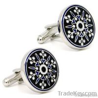 Antique Pattern Black Paint Cuff links