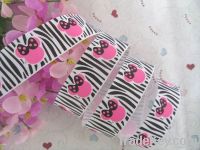 7/8" zebra Minnie Grosgrain Ribbon Printed Ribbon 100yards