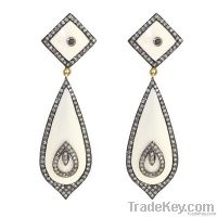 14K Gold, Diamond Jewelry studded on Silver, Drop Earring