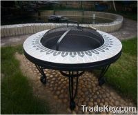 Round Ceramic Tile Fire Pit Table