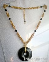 Black Beauty Solid Brass Byzantine Chainmaille Weave Necklace